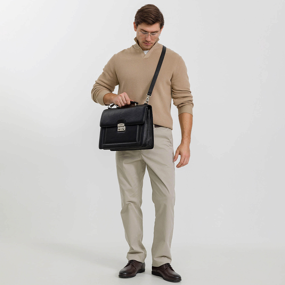 Портфель Dr.Koffer из натуральной кожи черный