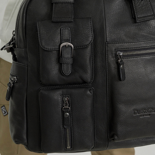 Деловая сумка Dr.Koffer из натуральной кожи черная