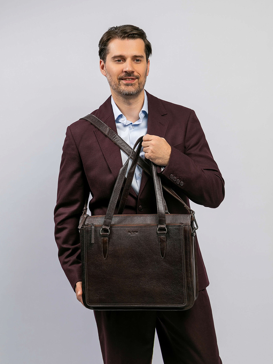 Женская сумка Dr.Koffer из натуральной кожи коричневая