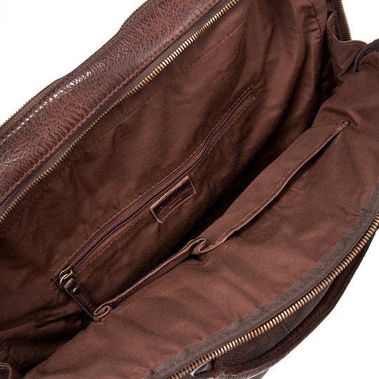 Деловая сумка Dr.Koffer из натуральной кожи темно-коричневая