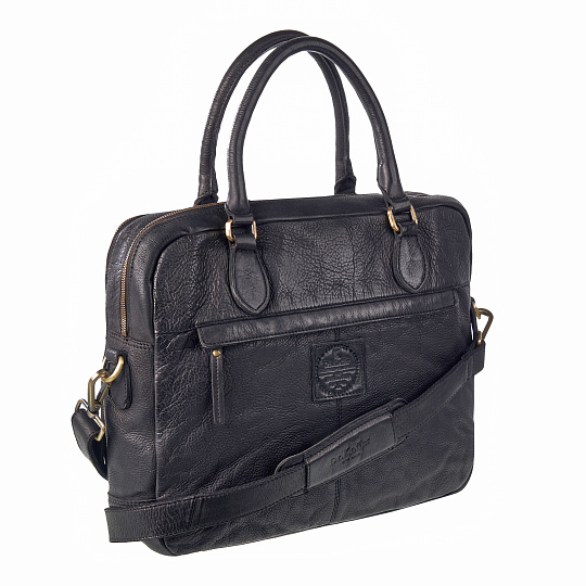 Деловая сумка Dr.Koffer из натуральной кожи черная
