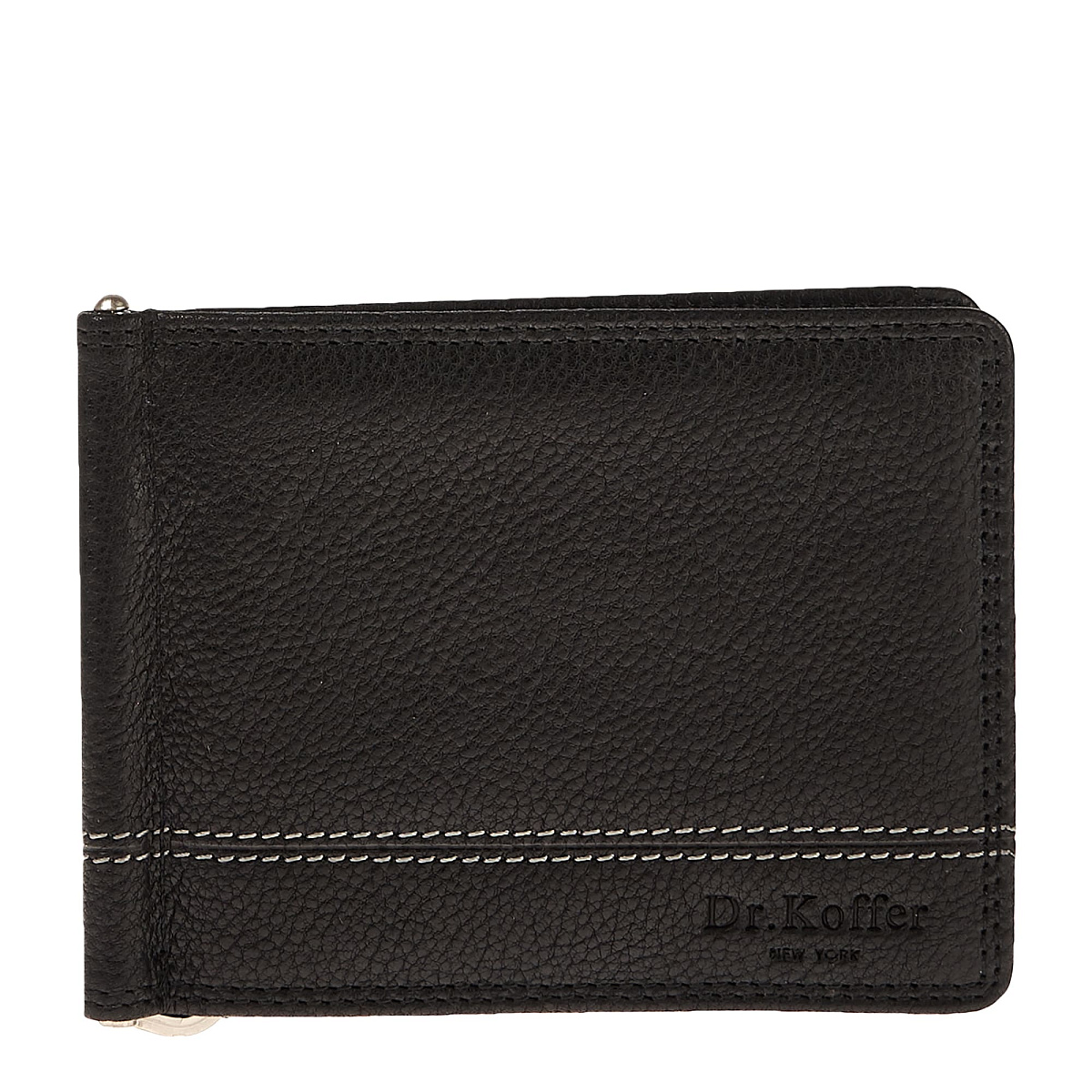 Зажим для денег Dr.Koffer из натуральной кожи черный