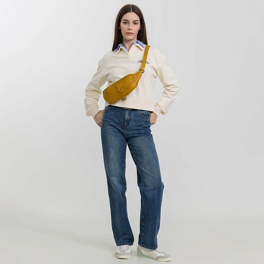 Сумка на пояс Dr. Koffer из натуральной кожи желтая