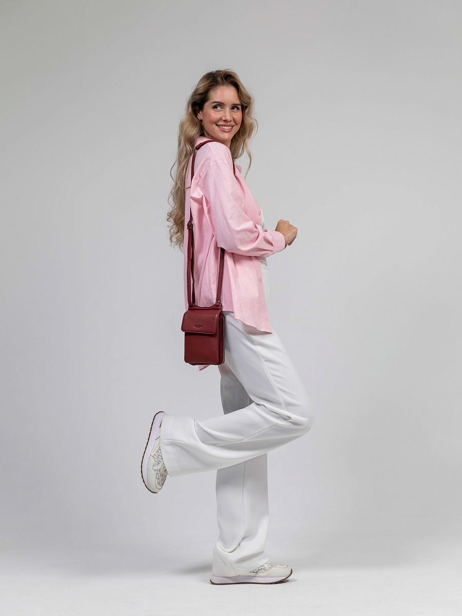 Сумка через плечо Dr.Koffer из натуральной кожи бордовая