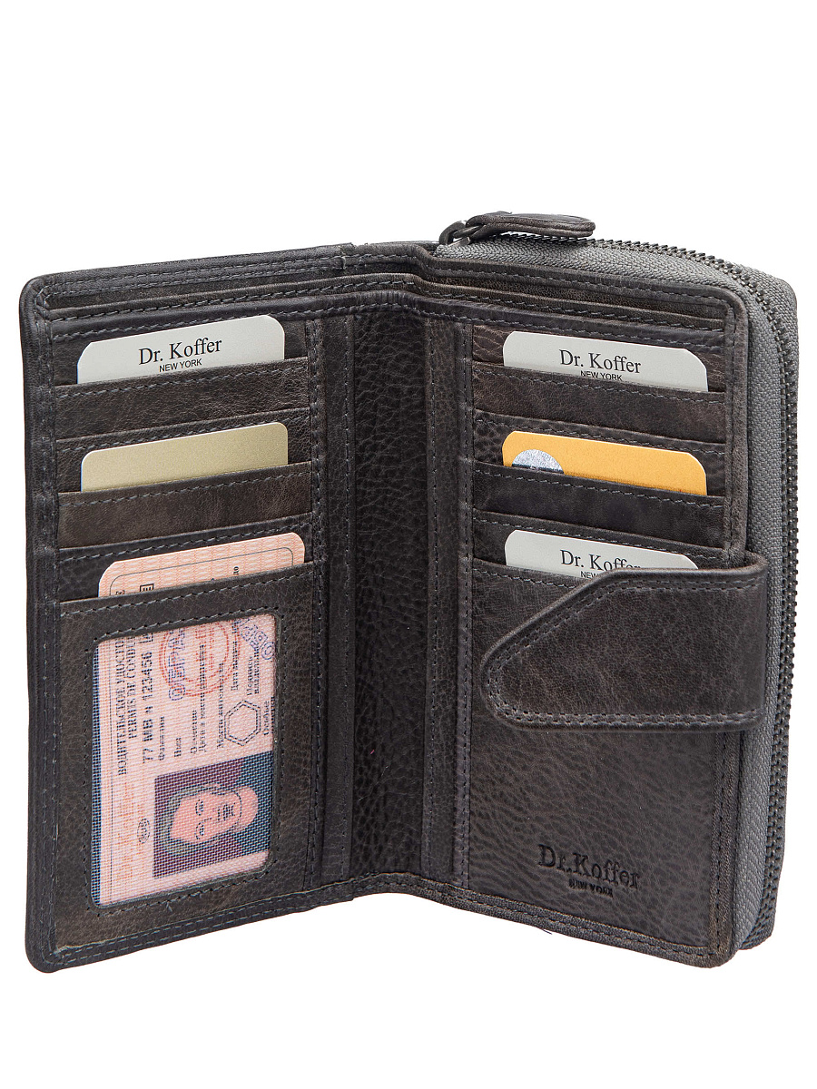 Портмоне Dr.Koffer из натуральной кожи серое