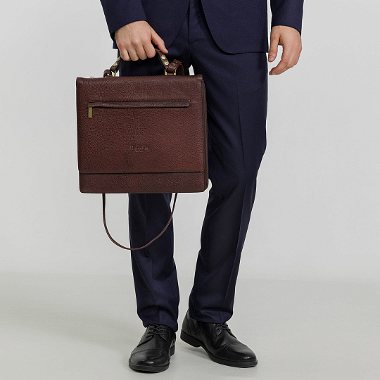 Деловая сумка Dr.Koffer из натуральной кожи темно-коричневая