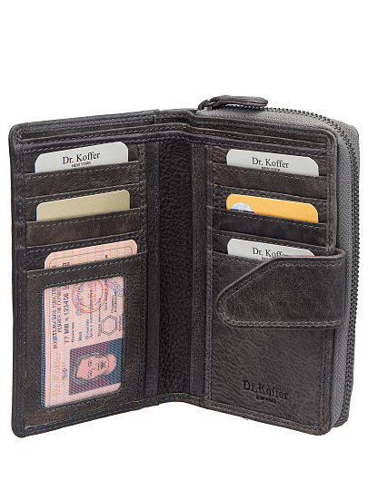 Портмоне Dr.Koffer из натуральной кожи серое