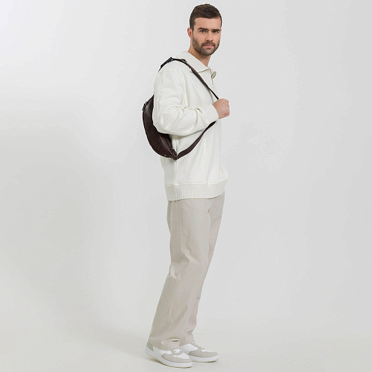 Сумка на пояс Dr. Koffer из натуральной кожи коричневая