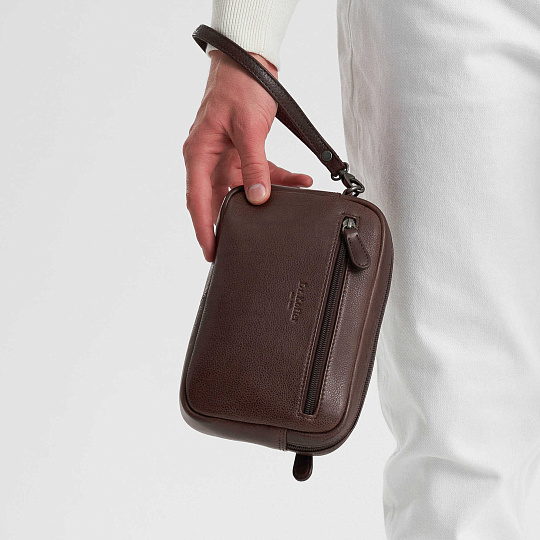 Сумка барсетка из натуральной кожи Dr. Koffer коричневая