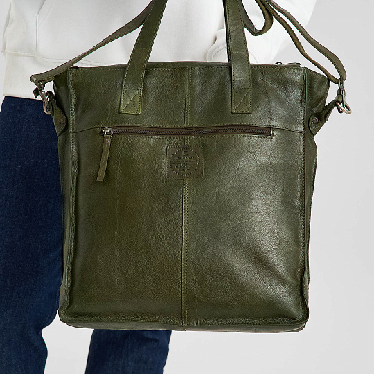 Деловая сумка Dr.Koffer из натуральной кожи зеленая