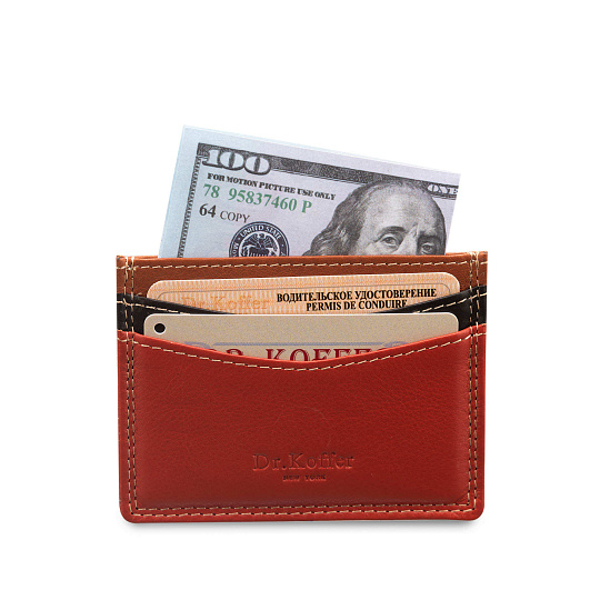 Кредитница Dr.Koffer из натуральной кожи оранжевая