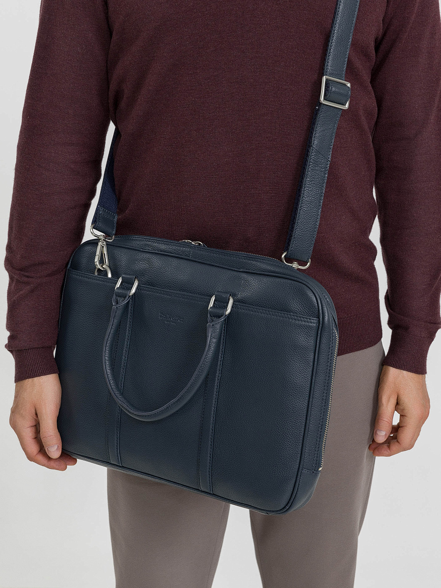 Деловая сумка Dr.Koffer из натуральной кожи синяя