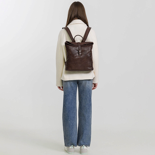 Рюкзак Dr.Koffer из натуральной кожи темно-коричневый