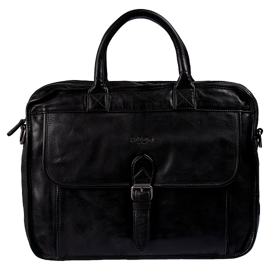 Деловая сумка Dr.Koffer из натуральной кожи черная