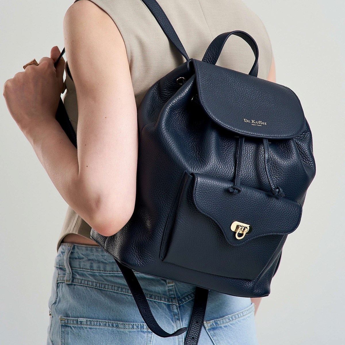 Рюкзак Dr. Koffer из натуральной кожи синий