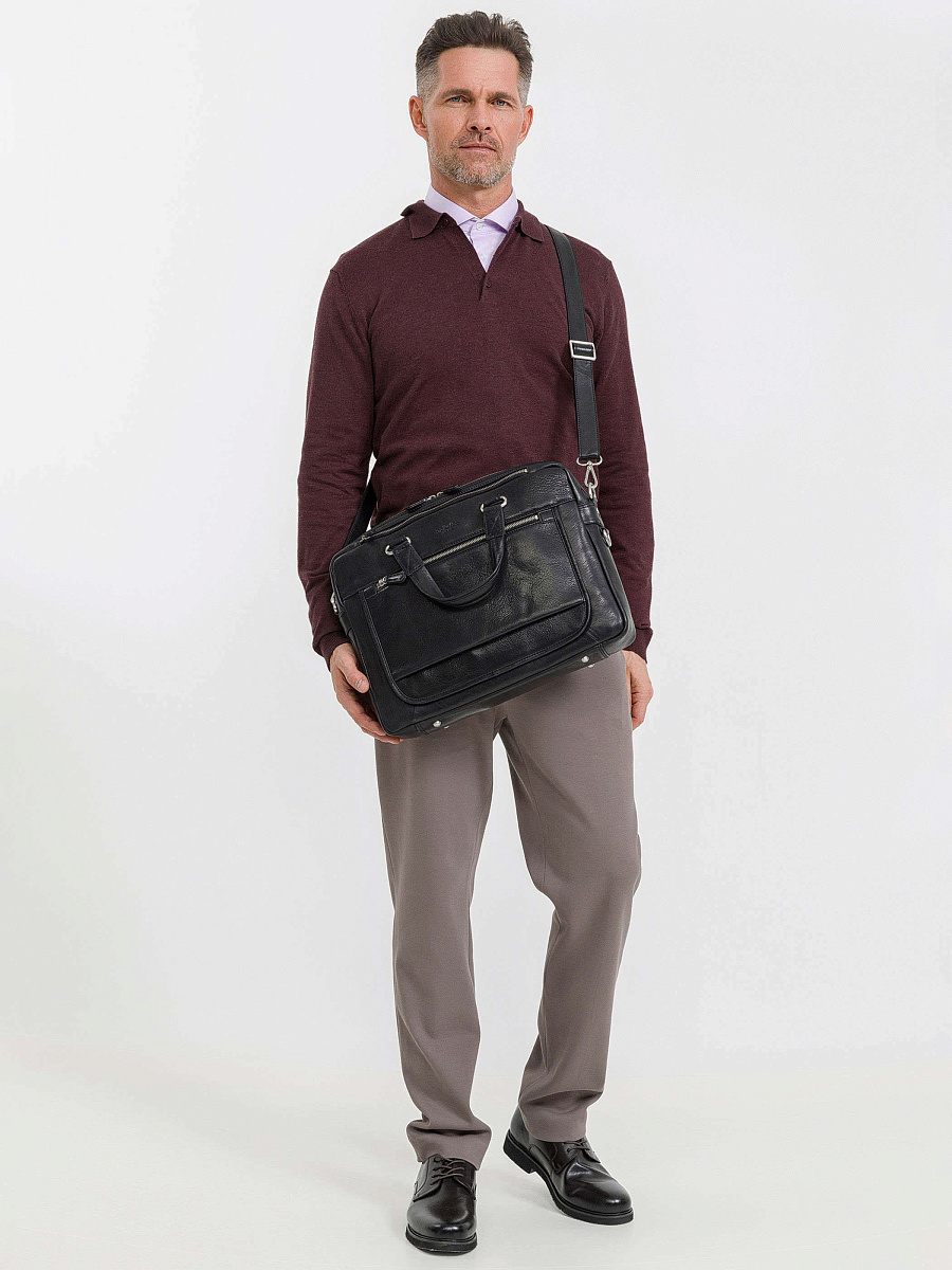 Деловая сумка Dr.Koffer из натуральной кожи черная