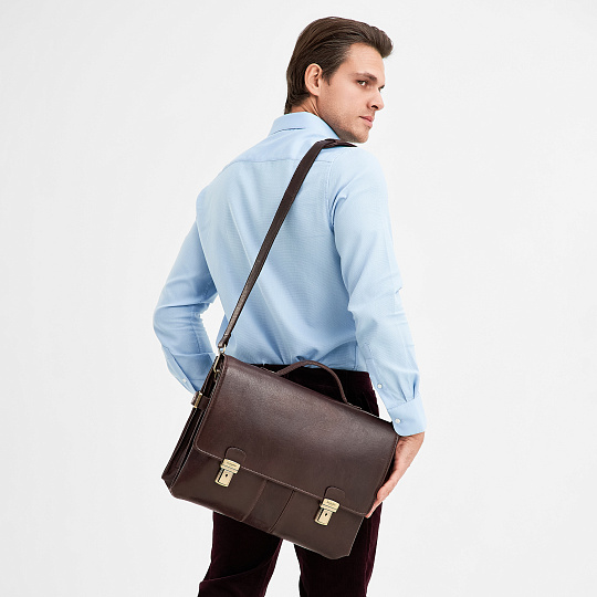 Портфель Dr.Koffer из натуральной кожи темно-коричневый