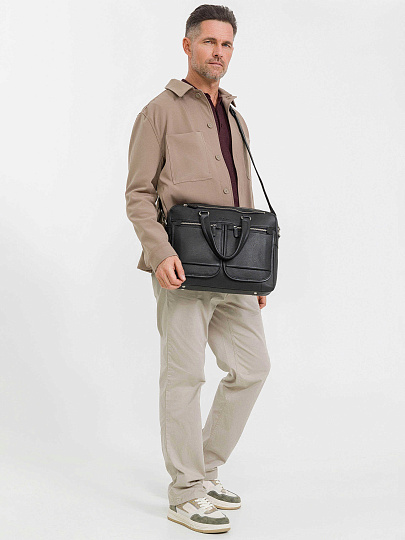 Деловая сумка Dr.Koffer из натуральной кожи черная