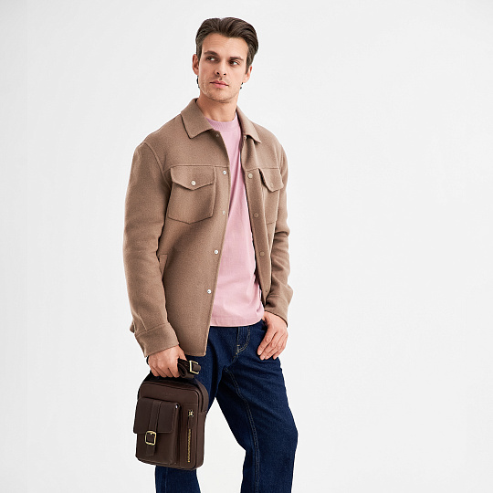 Сумка через плечо Dr.Koffer из натуральной кожи коричневая