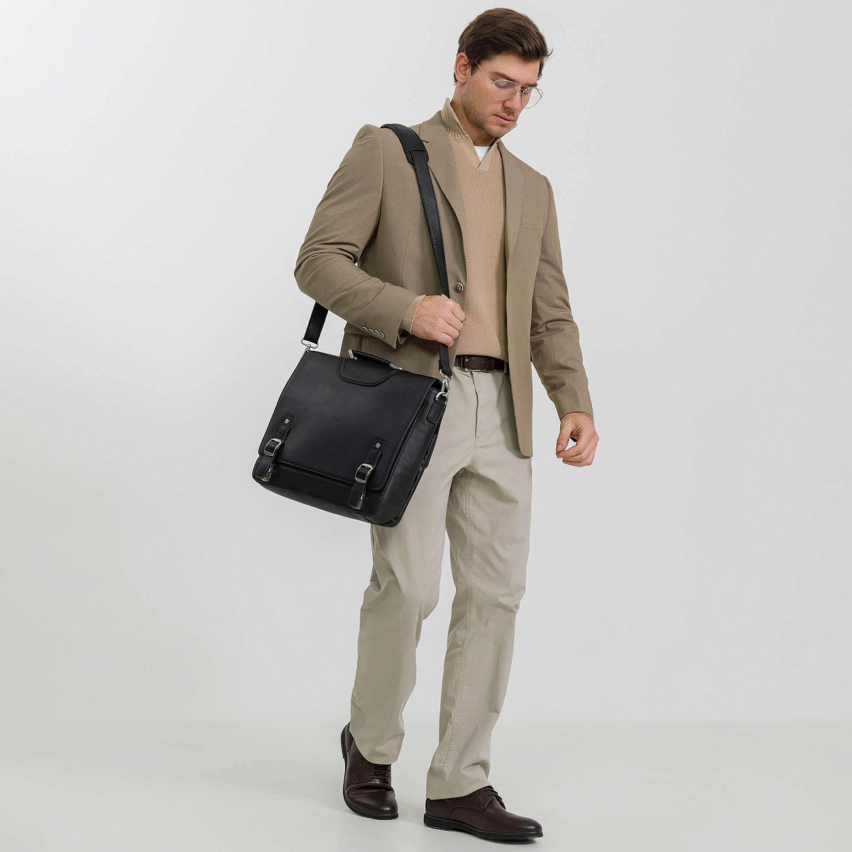 Портфель Dr.Koffer из натуральной кожи черный