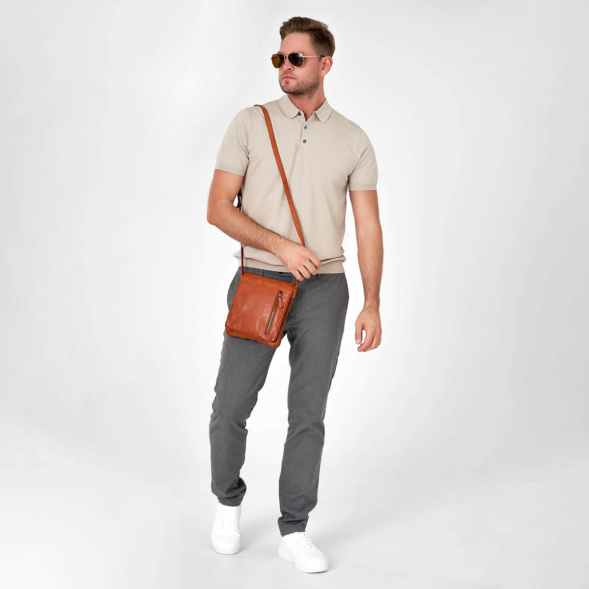 Сумка через плечо Dr.Koffer из натуральной кожи коричневая