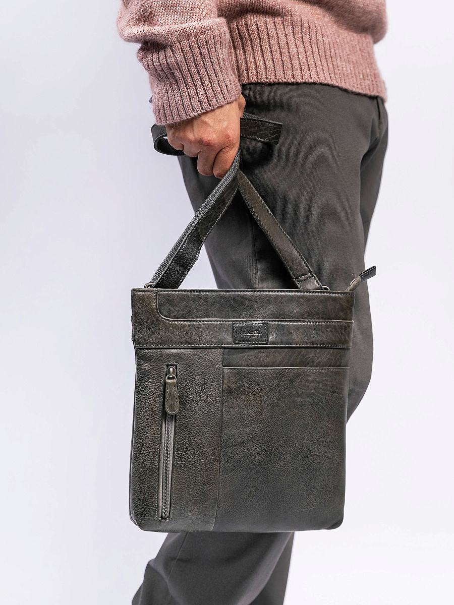 Сумка через плечо Dr. Koffer из натуральной кожи серая