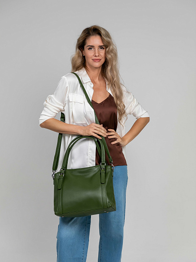 Женская сумка Dr.Koffer из натуральной кожи зеленая