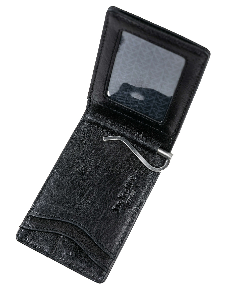 Зажим для денег Dr.Koffer из натуральной кожи черный