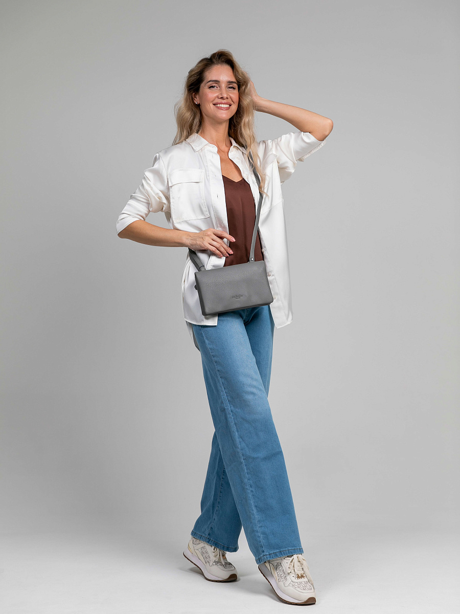 Сумка через плечо Dr.Koffer из натуральной кожи серая