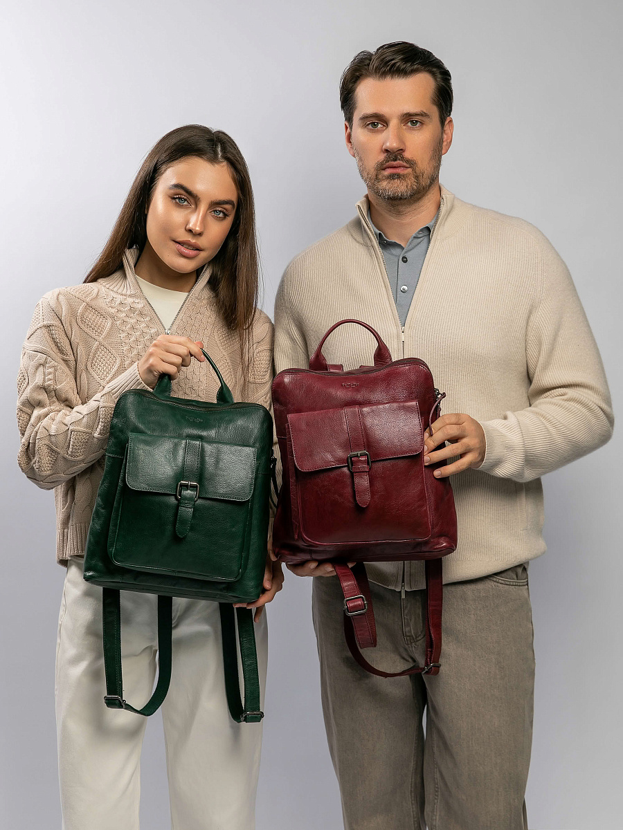 Рюкзак Dr.Koffer из натуральной кожи зеленый