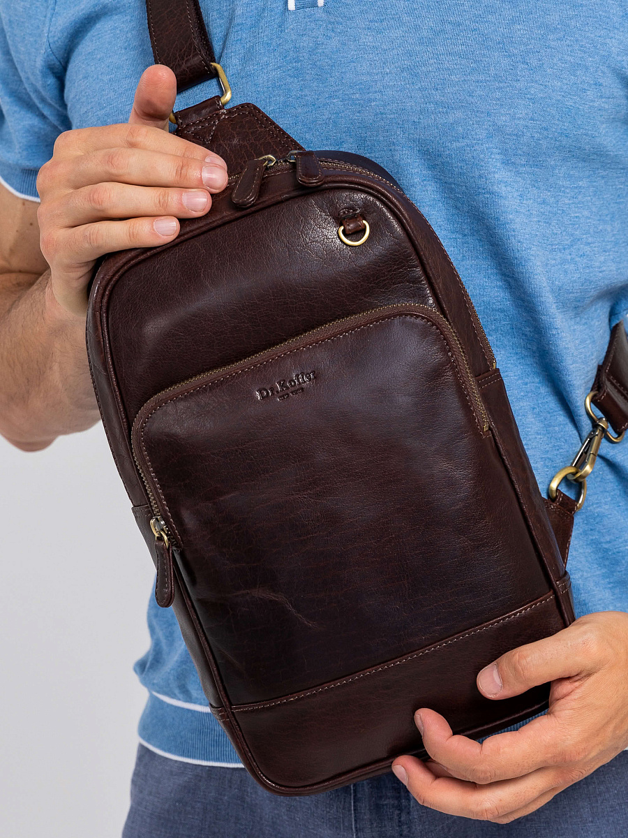 Рюкзак Dr.Koffer из натуральной кожи темно-коричневый