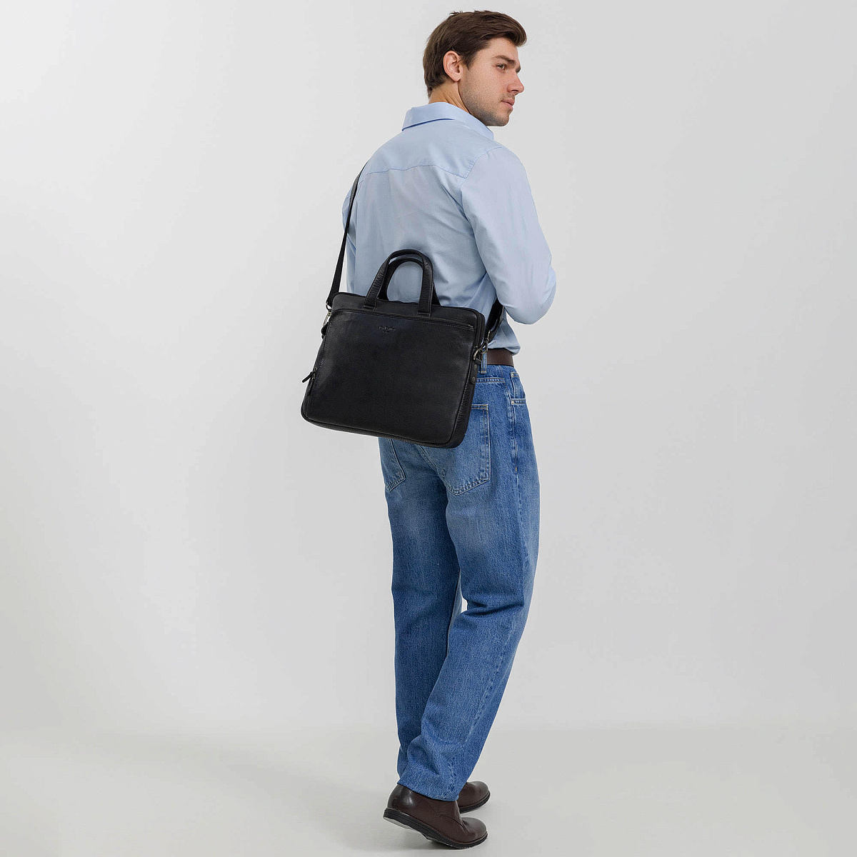 Деловая сумка Dr.Koffer из натуральной кожи черная