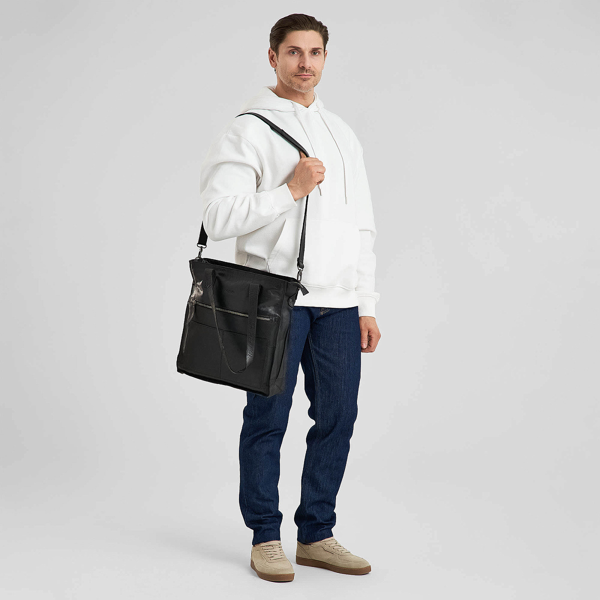 Деловая сумка Dr.Koffer из натуральной кожи черная