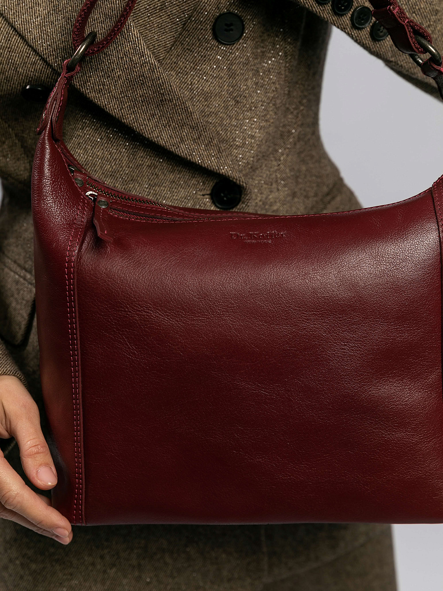 Сумка через плечо Dr.Koffer из натуральной кожи бордовая