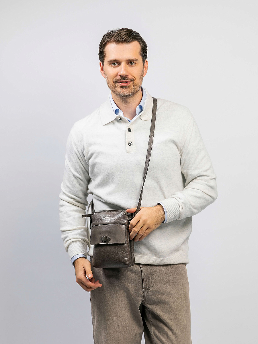 Сумка через плечо Dr.Koffer из натуральной кожи серая