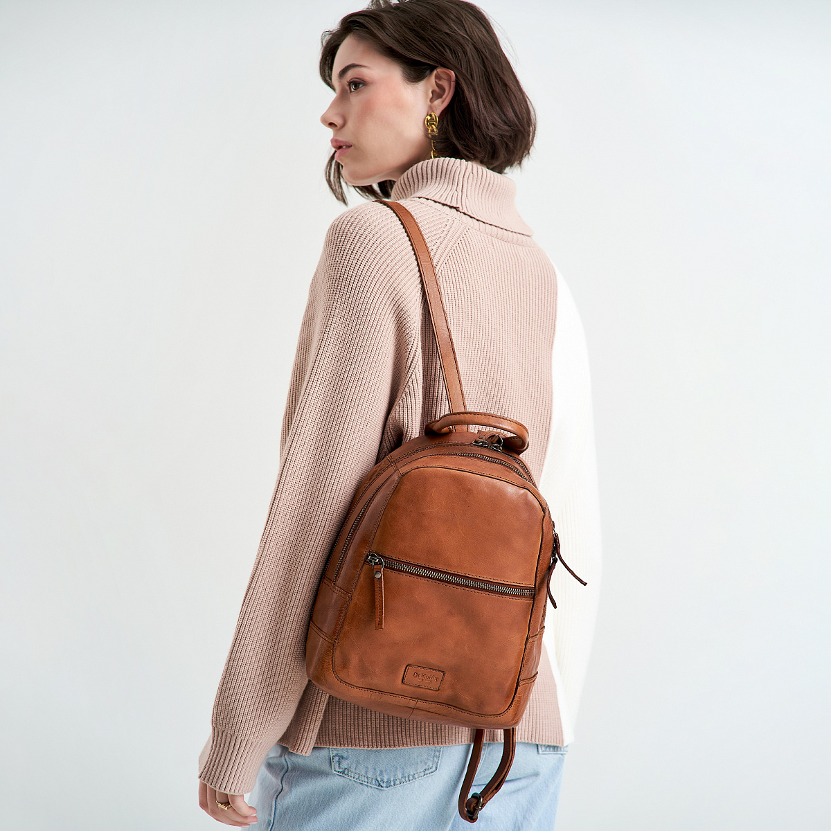 Рюкзак Dr.Koffer из натуральной кожи светло-коричневый