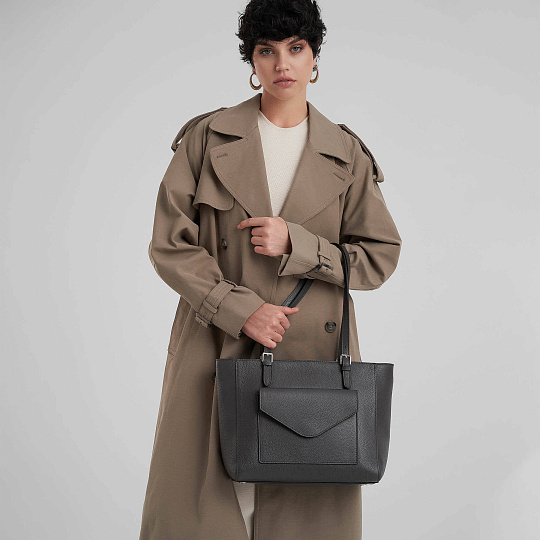 Женская сумка Dr. Koffer из натуральной кожи серая