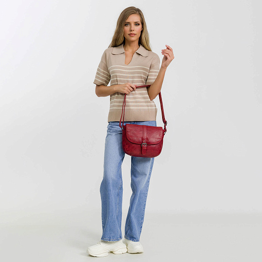 Сумка через плечо Dr.Koffer из натуральной кожи красная