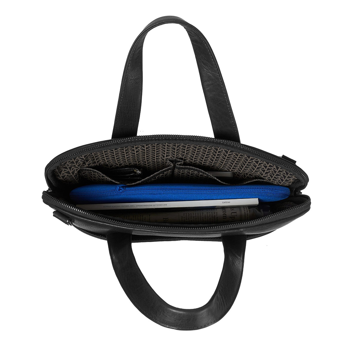 Деловая сумка Dr.Koffer из натуральной кожи черная