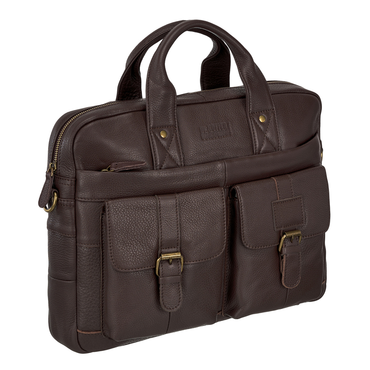 Деловая сумка Dr.Koffer из натуральной кожи темно-коричневая