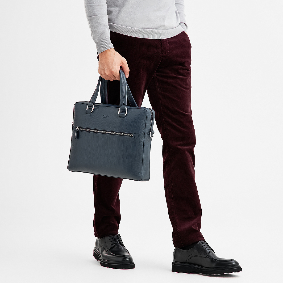 Деловая сумка Dr.Koffer из натуральной кожи синяя