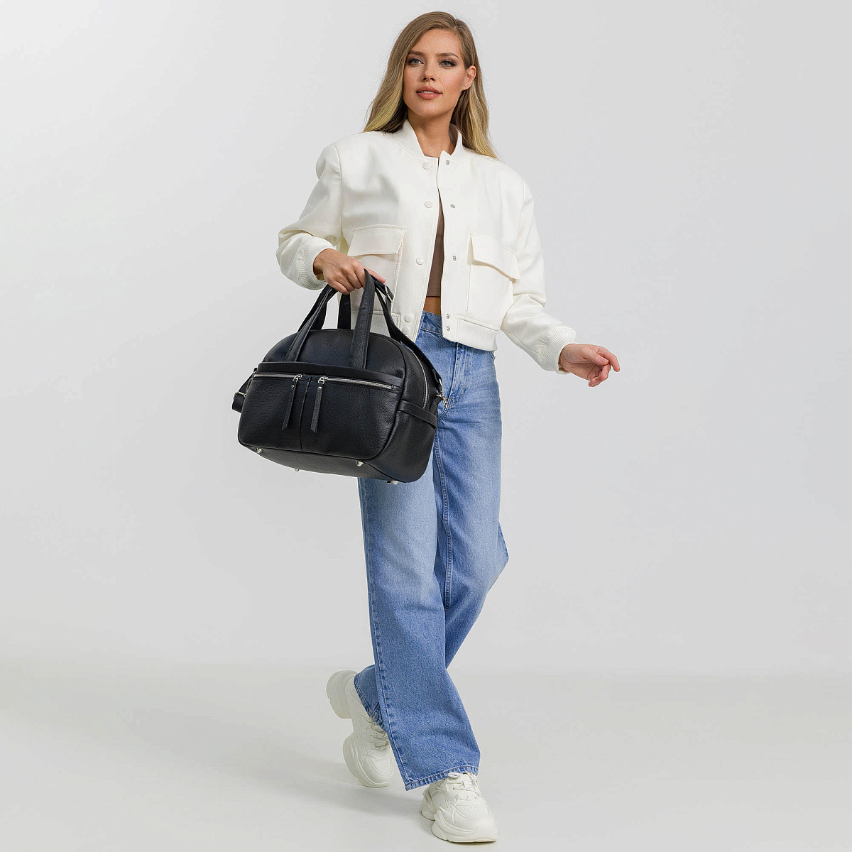 Сумка дорожная Dr.Koffer из натуральной кожи черная