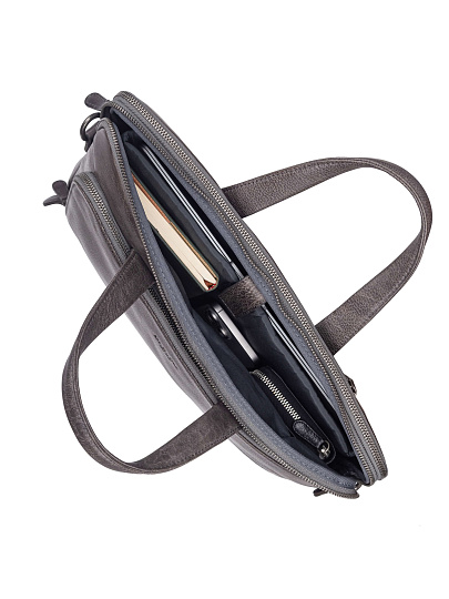 Сумка для документов Dr. Koffer из натуральной кожи серая