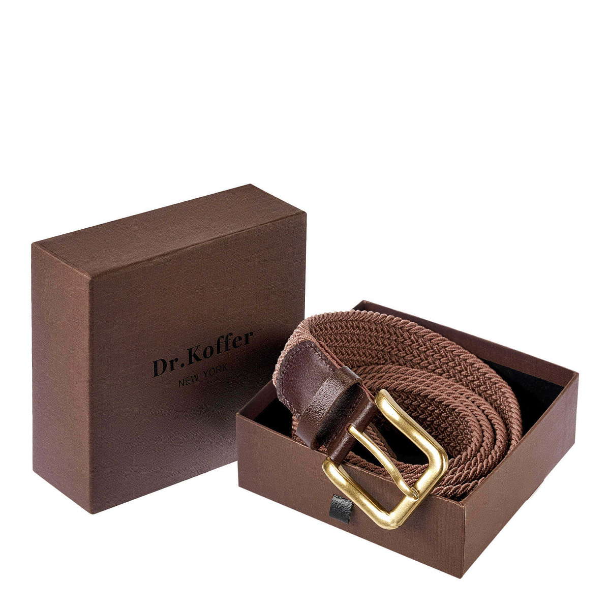 Ремень Dr.Koffer из натуральной кожи и текстиля коричневый