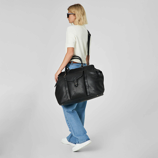 Сумка дорожная Dr.Koffer из натуральной кожи черная