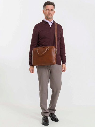 Деловая сумка Dr.Koffer из натуральной кожи коричневая