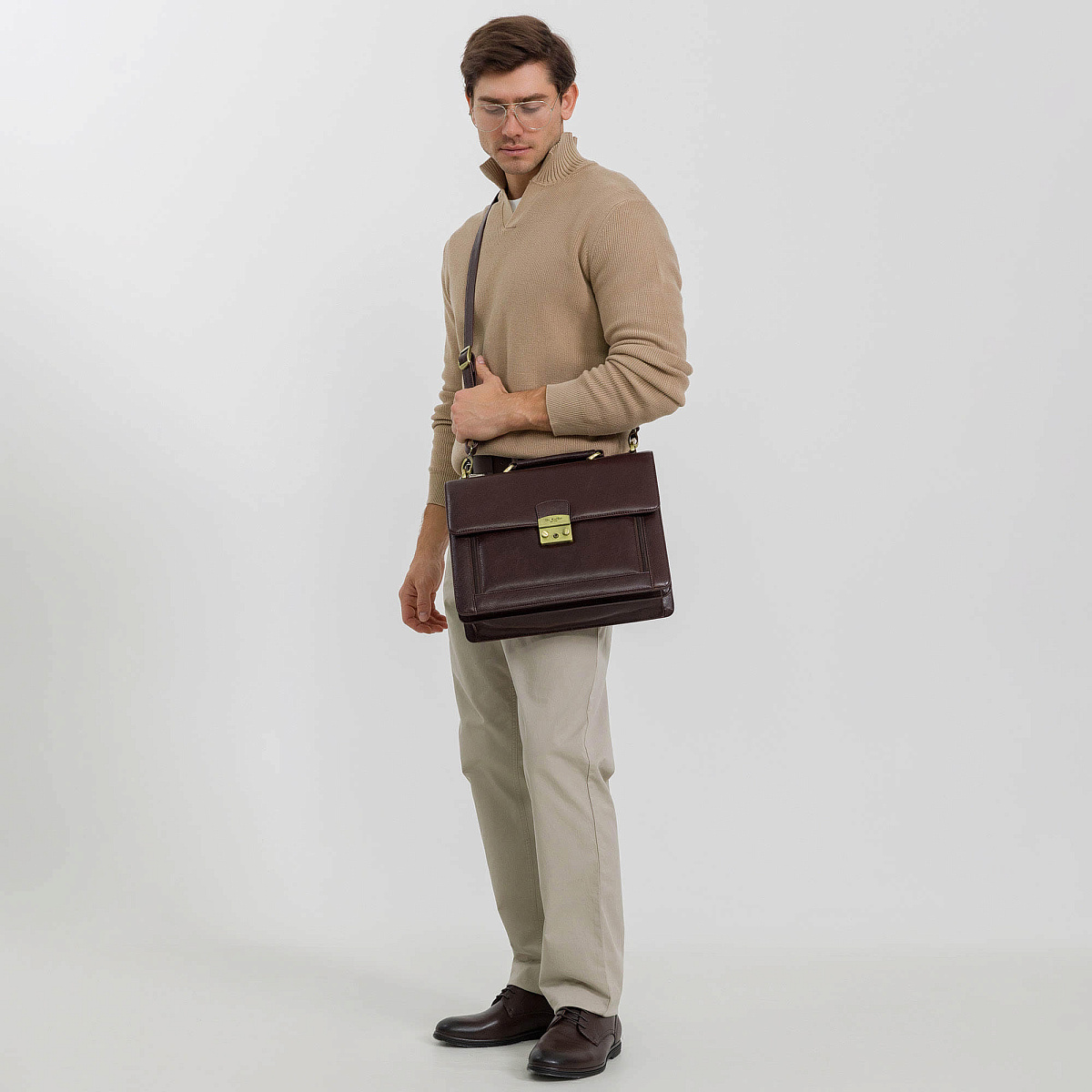 Портфель Dr.Koffer из натуральной кожи темно-коричневый