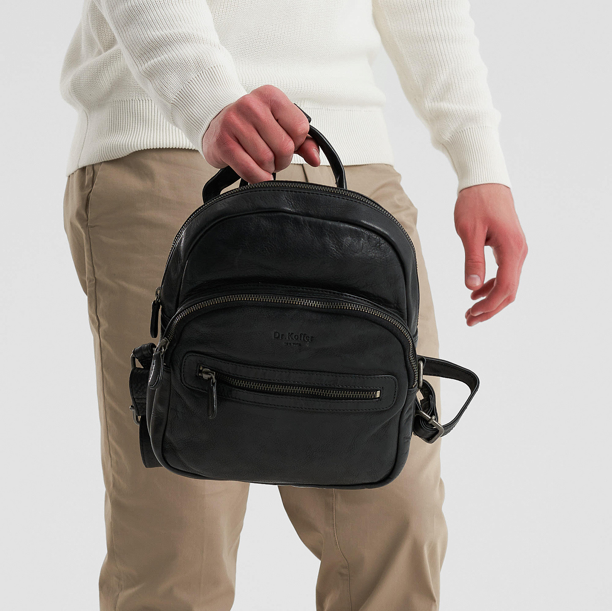 Рюкзак Dr.Koffer из натуральной кожи черный