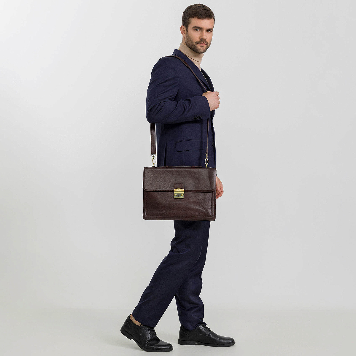 Портфель Dr.Koffer из натуральной кожи темно-коричневый