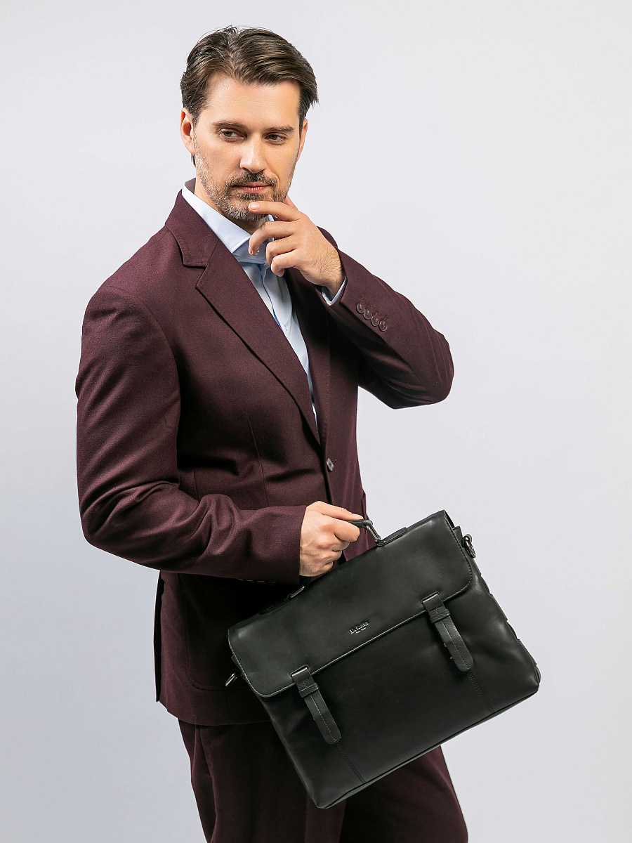 Портфель Dr.Koffer из натуральной кожи черный